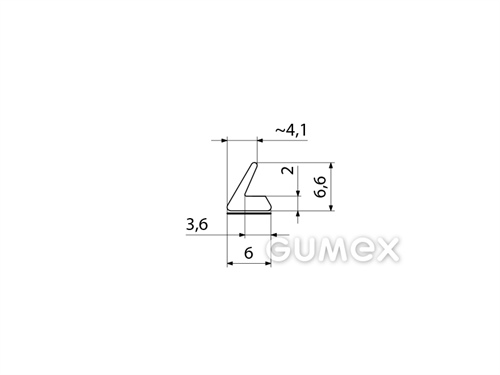 Selbstklebendes "L" Silikonprofil, 6,6x6/2mm, 33°ShA, -60°C/+180°C, transparent, 